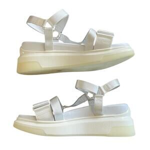 SUZANNE RAE Women's Size 40/US 10 White Nylon Platform Slingback Sandals NEW